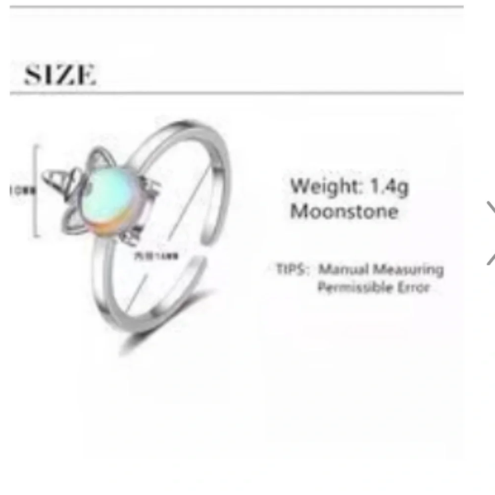 NEW Cute Silver Unicorn Opal Moonstone Ring